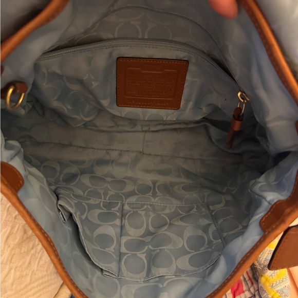 Coach Brown Leather Shoulder Bag with Gold Accents - Picture 4 of 11